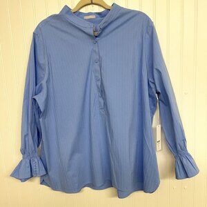 NWT Chico's No-Iron Stretch Shadow Stripe Women's Pullover Top Sz 3.5 (L) Career